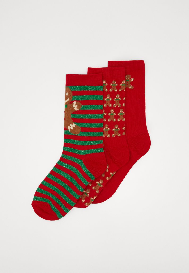 Urban Classics - CHRISTMAS GINGERBREAD SOCKS 3 PACK - Ponožky - red, Zvětšit