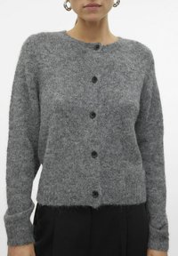 Vero Moda VMNOVAH LS O-NECK BUTTON NOOS  - Vest - dark grey melange