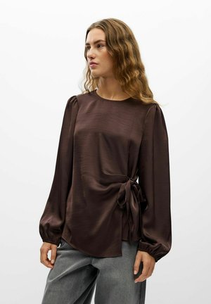Object, BLOUSE SATIN RUCHED - Blouse - seal brown