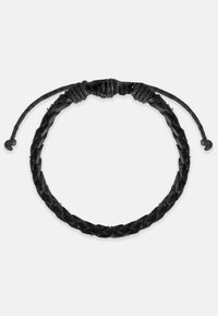 Juodos pintos odos apyrankė su reguliuojamu raiščiu. Pasirinktas tekstūruotas paviršius ir kompaktiška apvali forma.