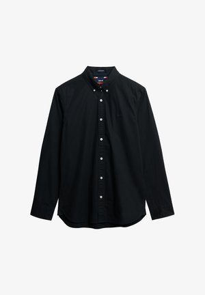 Schwarzes Hemd mit Knopfleiste aus Baumwolle. Verfügt über einen klassischen Kragen, lange Ärmel und weiße Knöpfe. Einfaches Design mit dezentem Logodetail.