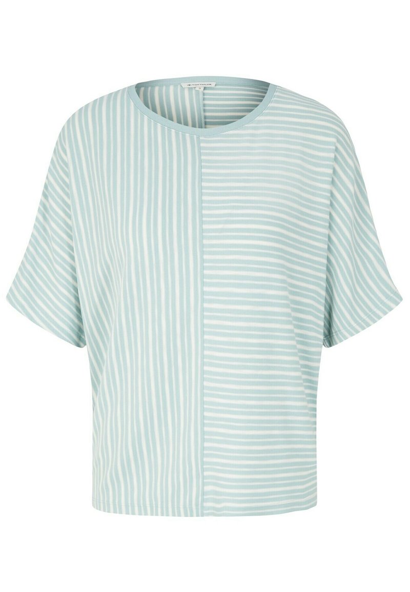 Tom Tailor T-shirt print blauw gemêleerd