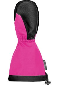 Rosa Handfläche mit einem schwarzen, strukturierten Bündchen. Verfügt über einen elastischen Eingang, ein glattes Innenfutter und einen Reißverschluss am Ende für einen engen Sitz.