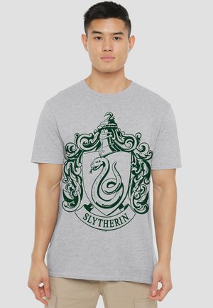 Cotton Soul, HARRY POTTER SLYTHERIN ONE COLOR CREST - Print T-shirt - mottled light grey
