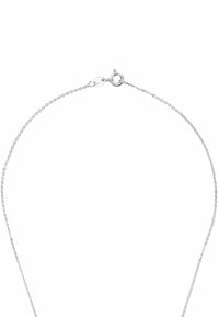 Collana in argento, leggera, caratterizzata da un fine design a maglia con chiusura a gancetto rotondo. Texture liscia e design minimalista.