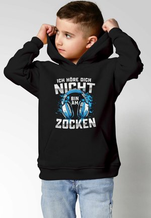 MoonWorks GAMING SPRUCH LUSTIG HÖRE DICH NICHT BIN AM ZOCKEN VIDEOSPIELE KOPFHÖRER - Hoodie - schwarz
