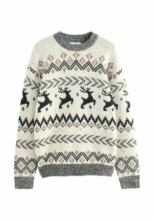 MATCHING FAMILY CHRISTMAS FAIRISLE STAG REGULAR FIT - Striktrøje - black white