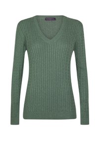 V-NECK CABLE - Jersey de punto - green