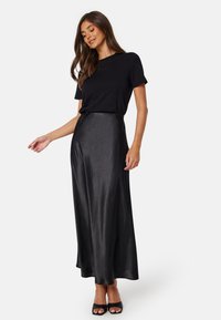 Bubbleroom WIDE MAXI SATIN SKIRT - Gonna lunga - black