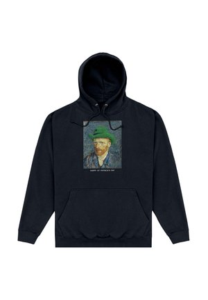 Sweat à capuche noir avec un portrait de Van Gogh portant un chapeau vert et le texte "JOYEUSE SAINT-PATRICK" sur le devant.