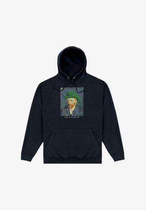 Sweat à capuche noir avec un portrait de Van Gogh portant un chapeau vert et le texte "JOYEUSE SAINT-PATRICK" sur le devant.
