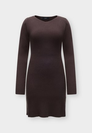 Vero Moda, VMGOLD SHORT BOATNECK DRESS - Robe pull - chocolate torte