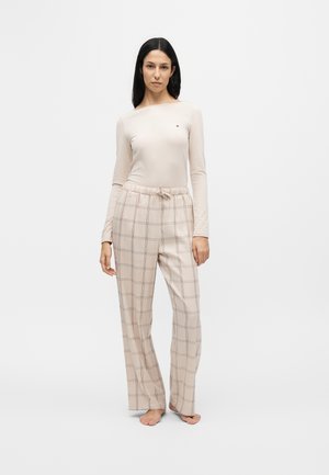 Tommy Hilfiger, FLANNEL LONG SLEEVE PYJAMA SET - ESSENTIAL SLEEP - Pyjama - creme