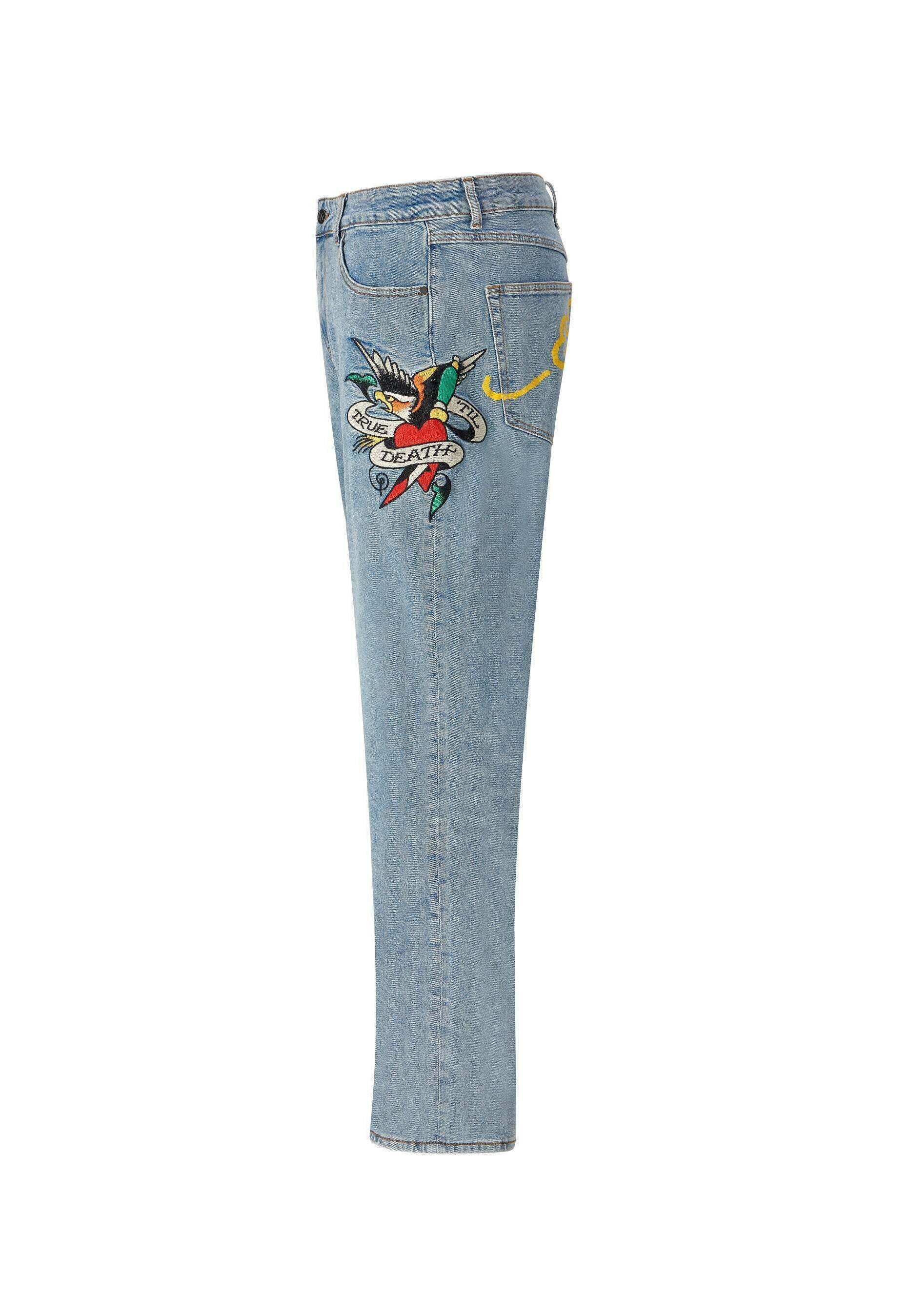 Ed Hardy TRUE TIL DEATH TATTOO - Vaqueros rectos - light blue/azul claro -  Zalando.es