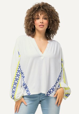 Ulla Popken STRIPE DETAIL LONG SLEEVE  - Blouse - snow white