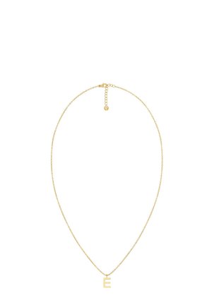 Guldtonet halskæde med en delikat kæde og en lille, store "E" vedhæng. Simpelt design med lukkemekanisme i krabber og justerbar længde.