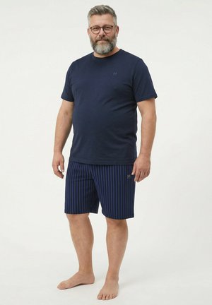 Men Plus PYJAMAS, TWO-PIECE, T-SHIRT, STRIPED SHORTS, UP TO 8 XL SET - Nattøj sæt - navy blue