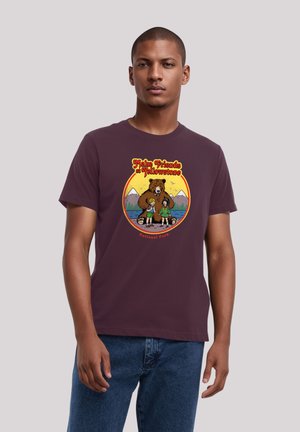 US NATIONAL PARKS MAKE FRIENDS AT YELLOWSTONE - Print T-shirt - maroon