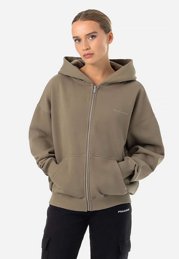CLARITA OVERSIZED JACKET - Zip-up sweatshirt - washed desert taupe gum