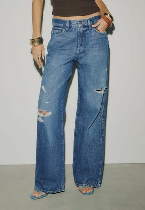Next, TALL FIT - AUTHENTIC HIGH RISE CITY WIDE LEG JEANS - Wide Leg - dark blue ripped