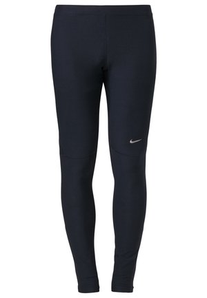 Czarne legginsy sportowe wykonane z elastycznego materiału. Charakteryzują się dopasowanym krojem, wysokim stanem oraz małym srebrnym logo na lewym biodrze.