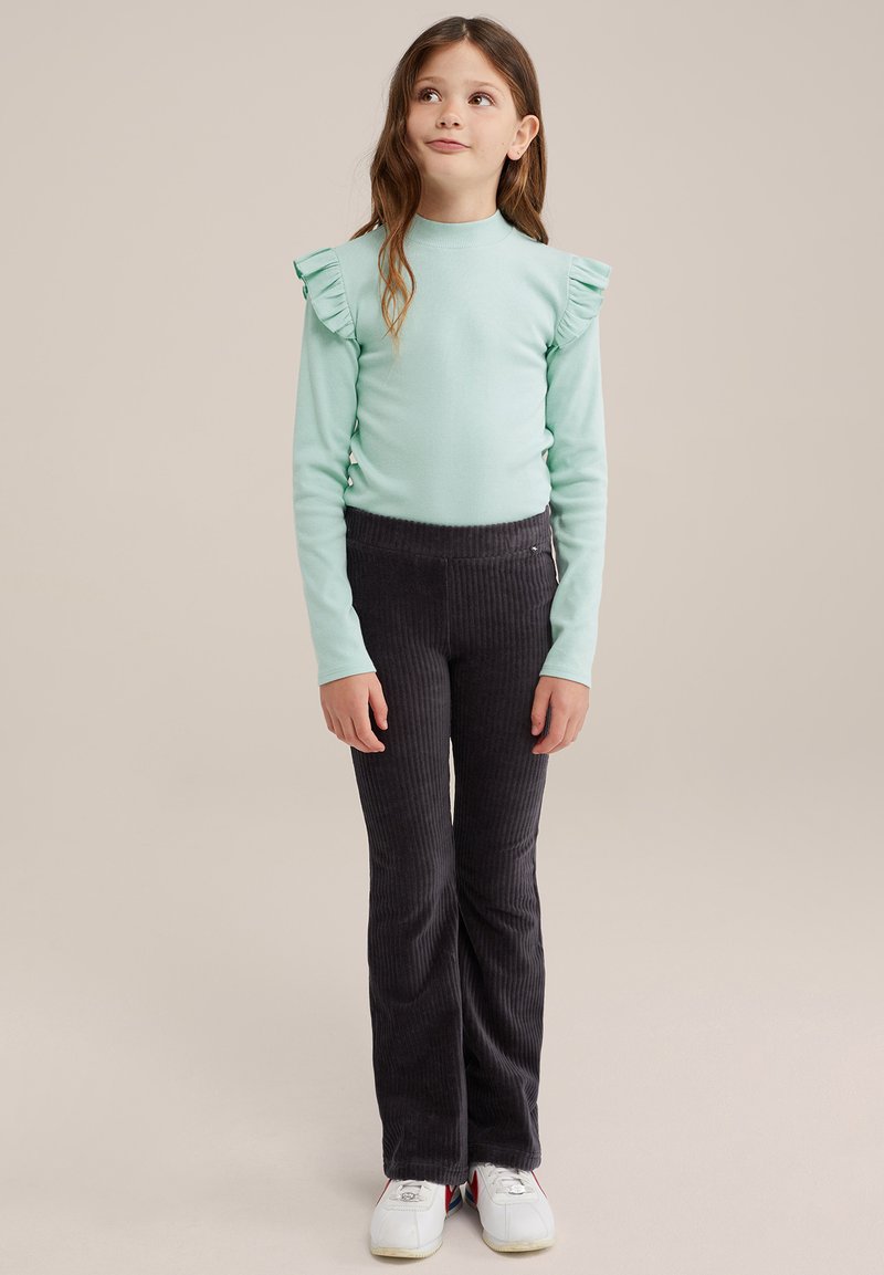 WE Fashion GERIBD MET RUCHES - Top dugih rukava - blue