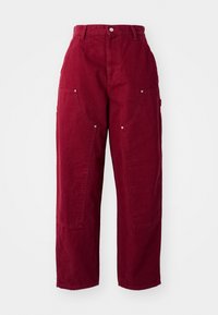 Bordeaux wijde broek van katoen, met twee grote zijzakken, een knoopsluiting en een relaxed fit met zichtbare stikseldetails.