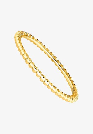 Pulsera de bangle en tono dorado con un diseño texturizado que presenta cuentas esféricas lisas y espaciadas de manera uniforme a lo largo de su borde.