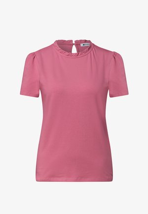 Street One, ROUND-NECK T-SHIRT WITH RUFFLE DETAILS - T-shirt basique - blush berry
