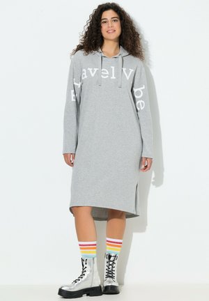 MIDI SCHRIFTZUG KAPUZE LANGARM - Vapaa-ajan mekko - pale mottled grey