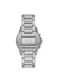 Orologio in acciaio inossidabile con bracciale a maglie voluminose, cassa rotonda e logo inciso sulla chiusura. Finitura metallica lucidata e spazzolata.