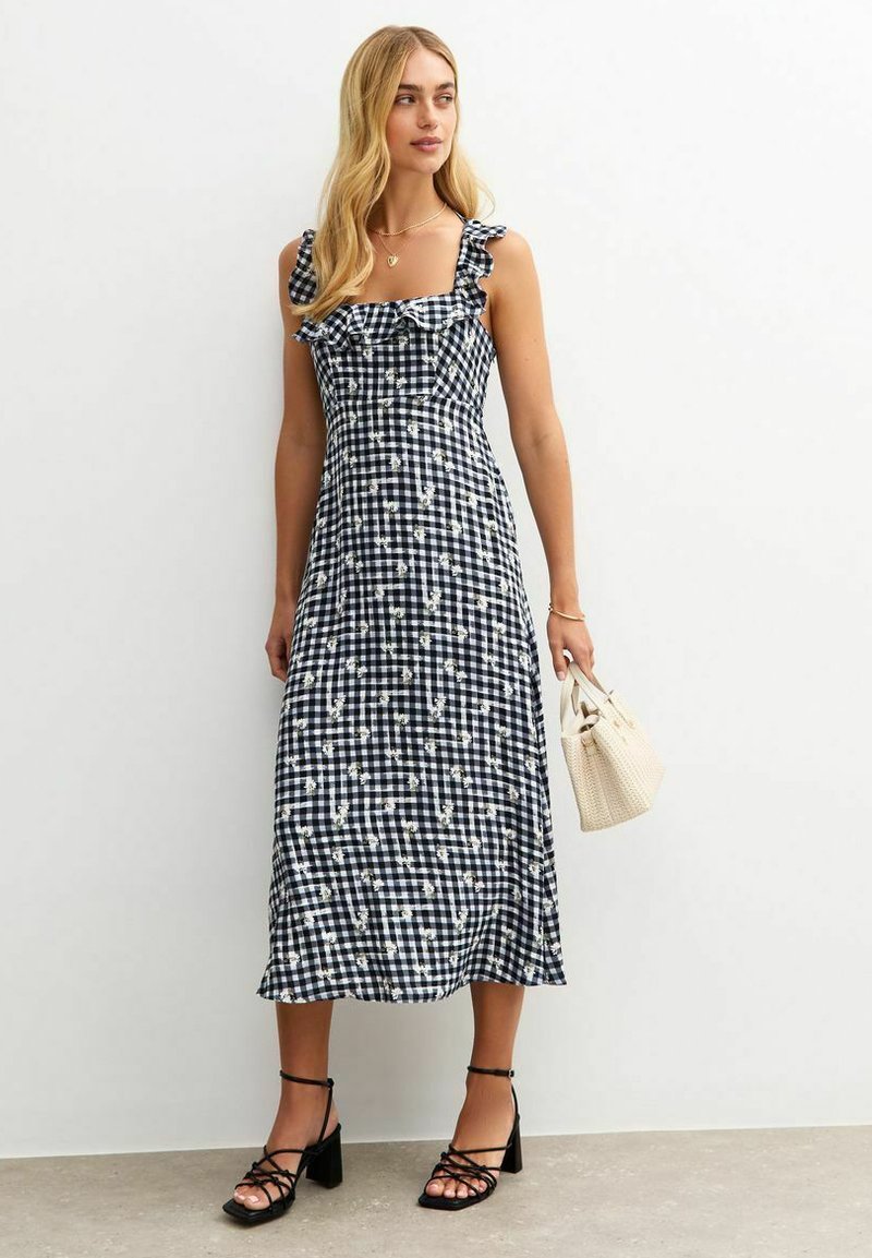 New Look - GINGHAM CHECK FLORAL PRINT MIDI  - Day dress - blue pattern, Enlarge