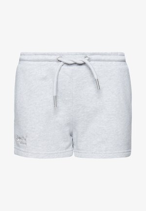 Grijze katoenen jersey shorts met een elastische tailleband en een trekkoord. Kenmerkt zich door een klein logo geborduurd aan de linkerkant en een gladde textuur.