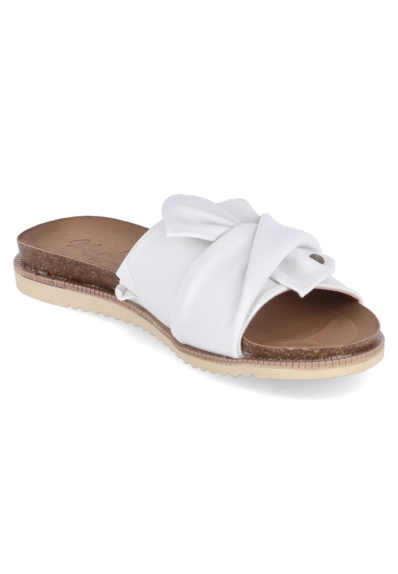 Damen Flache Pantoletten | Mustang Pantolette flach wwiß/weiß - FH09509 Damen Flache Pantoletten | Mustang Pantolette flach wwiß/weiß - FH09509