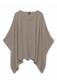 Beige, løstsiddende top med brede ærmer, rund halsudskæring og struktureret stof. Blødt materiale falder elegant, hvilket skaber en afslappet silhuet.