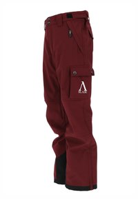 Røde cargobukser med sorte detaljer, lavet af holdbart materiale. Har en sidelomme og logo på låret. Justerbar talje.