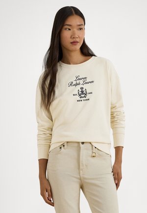 EMBROIDERED-CREST PULLOVER - Φούτερ - mascarpone cream