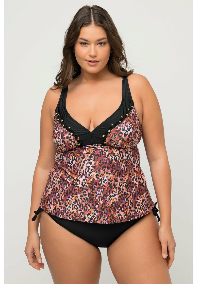 Costume da bagno con nodi, laccetti decorativi e coppe morbide, nero