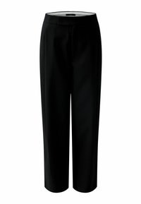 Zwarte op maat gemaakte broeken met een rechte pijp, voorzien van een schone tailleband en een gladde textuur, geschikt voor formele of casual kleding.