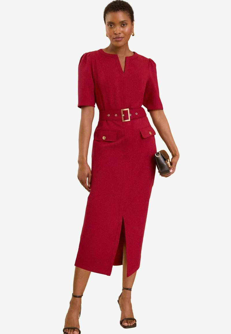 Love & Roses TAILORED  V NECK SHORTS SLEEVE  - Šaty do práce - red
