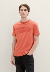 TOM TAILOR MIT TEXT - T-shirt con stampa - flamingo flower