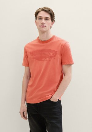 TOM TAILOR MIT TEXT - T-shirt con stampa - flamingo flower