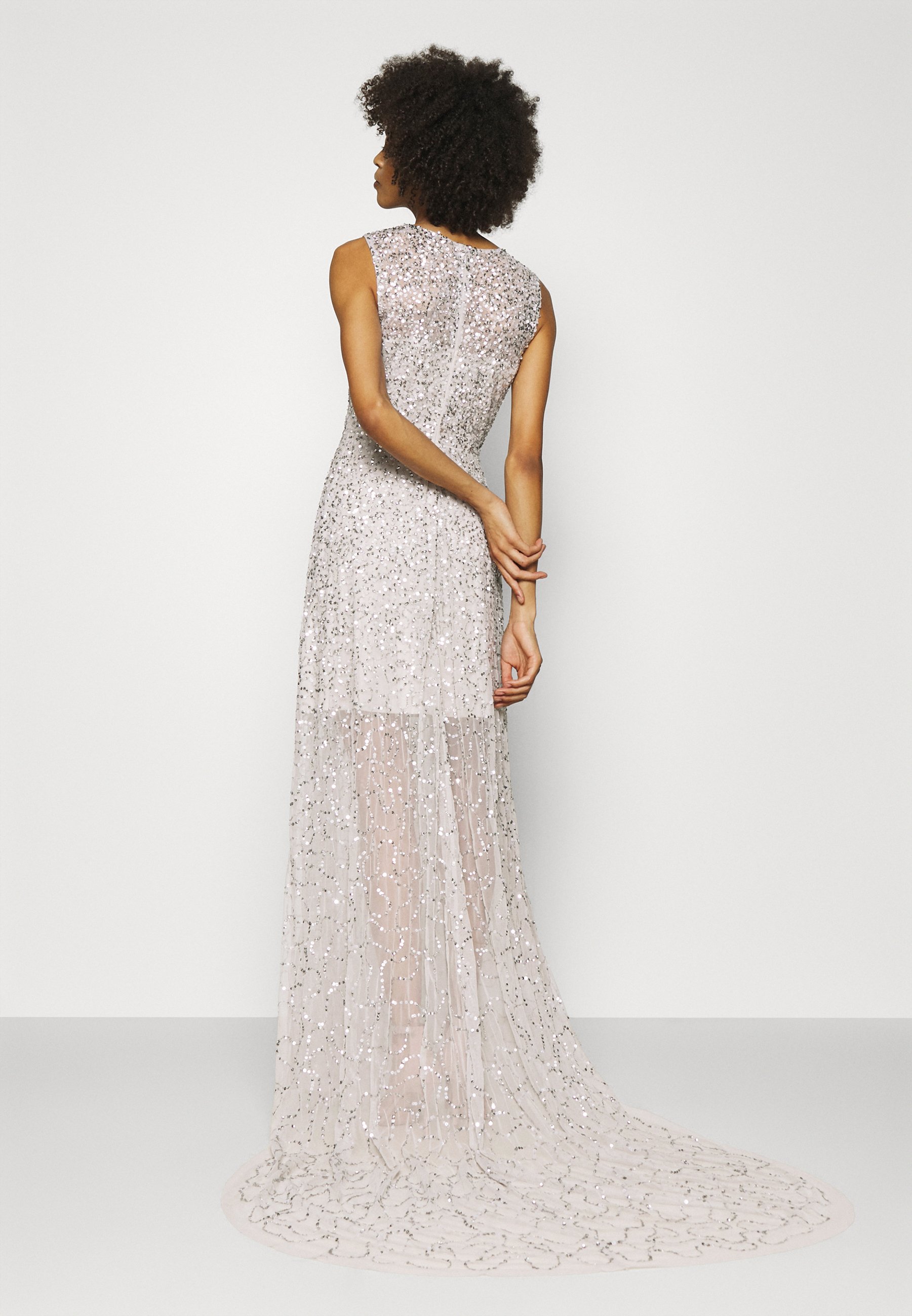 OVER EMBELLISHED MAXI DRESS WITH TRAIN 