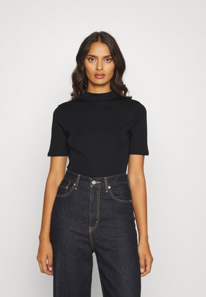 FULL NEEDLE MOCK NECK SHORT SLEEVE - Basic T-shirt - black