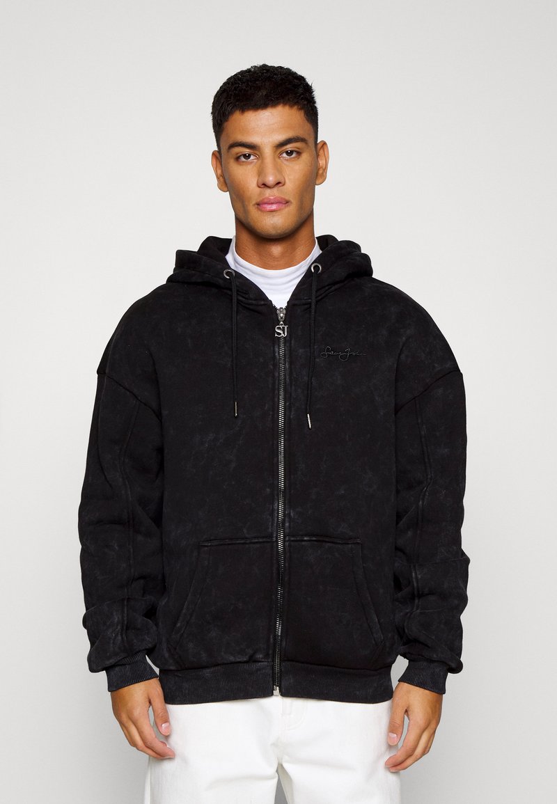 Sean John - SCRIPT LOGO BACKPRINT WASHED OUT ZIP HOODIE - Lukuga pusa - black, Suurenda