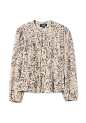 OVS, REGULAR FIT SHIRT WITH PATTERN - Blusa - white/brown