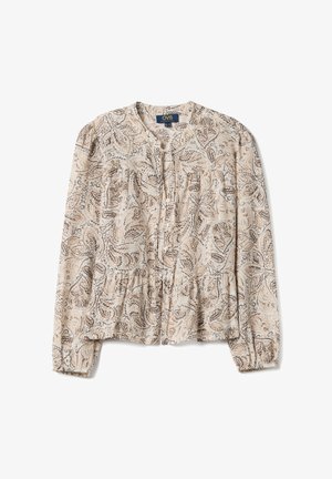 OVS, REGULAR FIT SHIRT WITH PATTERN - Blusa - white/brown