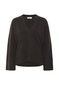 My Essential Wardrobe HUXI V-NECK - Svetr - espresso