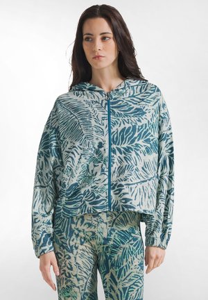 ALLOVER LEAVES FLAMME HOODIE - Felpa con zip - teal