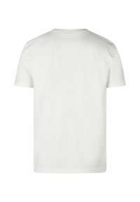 Witte katoenen T-shirt met ronde hals, korte mouwen en een relaxte pasvorm. Gladde textuur met een minimalistisch ontwerp, zonder graphics of accenten.